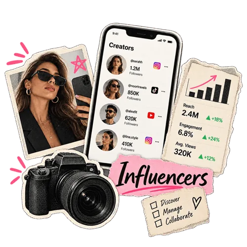 The Wiro influencer database, listing creators with their deliverables and metrics