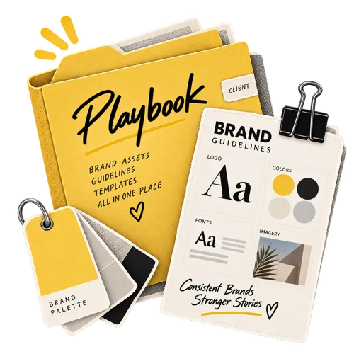 The Wiro playbook, holding a brand book of logos, files, colours and fonts