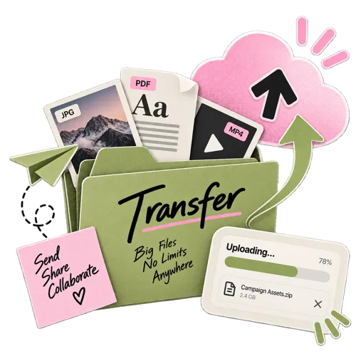 The Wiro transfer page, sending large files to a client on a download link